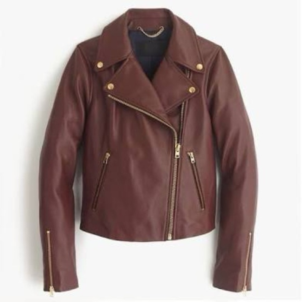 J. Crew Maroon Leather Jacket